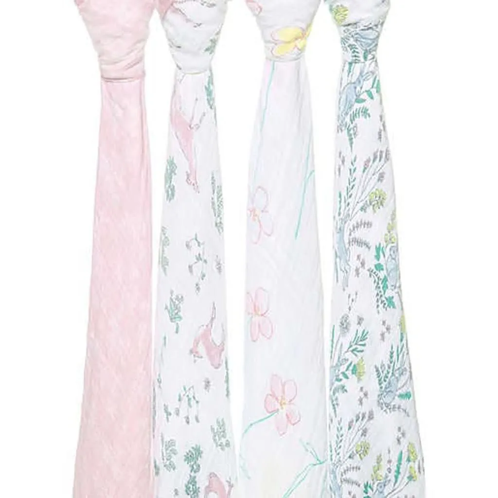 Aden & Anais Infant Boutique Classic Swaddle Blankets, Forest Fantasy, 4-pack