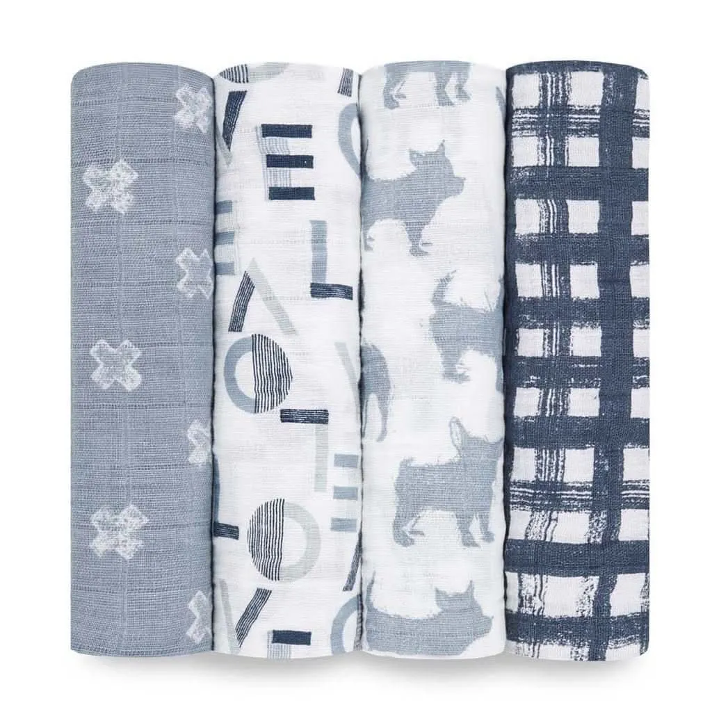 Aden & Anais Infant Boutique Classic Swaddle Blankets, Waverly, 4-pack