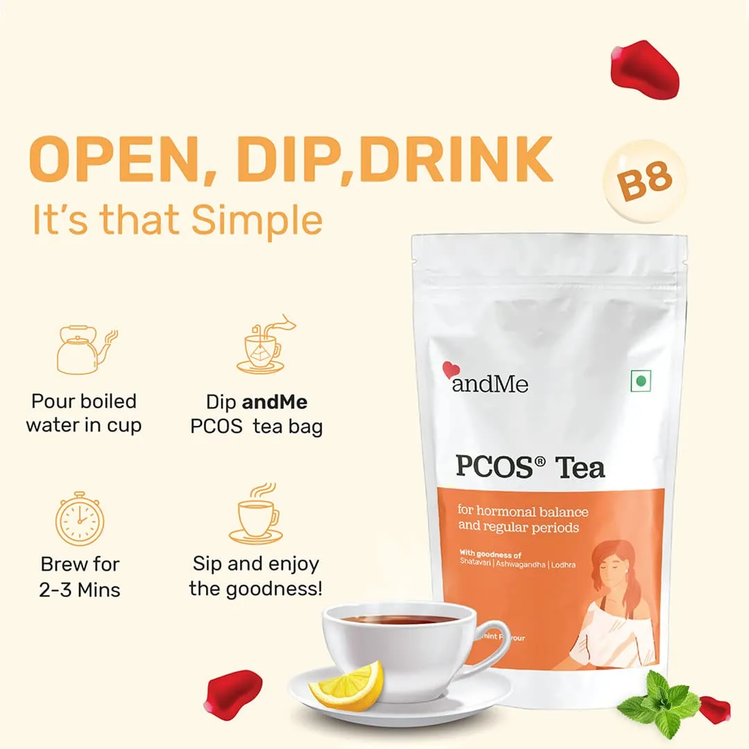 andMe Spearmint Tea for PCOS helps to Balance Hormones, Manage Weight, Regularize Periods. Made with Shatavari, Lodhra, Green Tea, Garcinia Cambogia and Multivitamins (Spearmint Flavor, 15 Tea Bags)