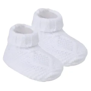 Baby Chain Knit Booties - White (PK6) (NB-12m) ABO14-W