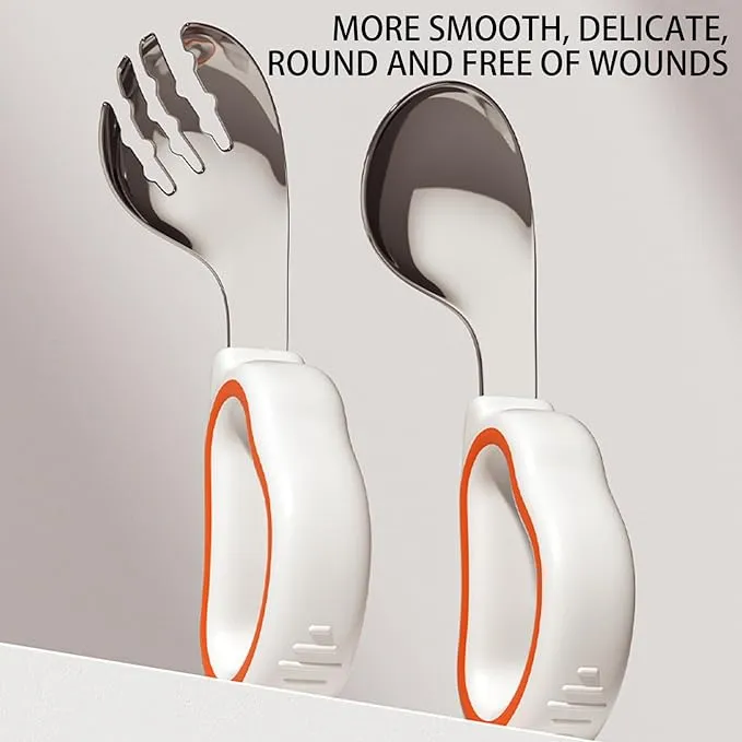 Babymoon Learn to Eat Steel Baby Kids Spoon and Fork Feeding Set with Storage Box | Self Feeding Set | Orange