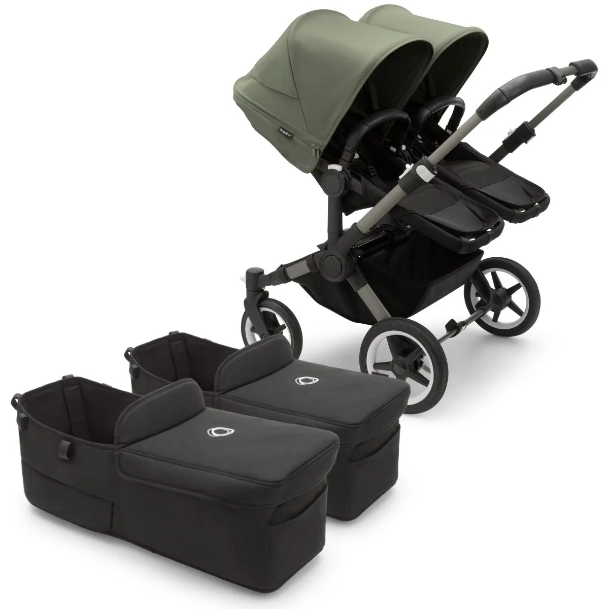 Bugaboo Donkey 5 Twin Complete Stroller Bundle - Graphite / Midnight Black / Forest Green