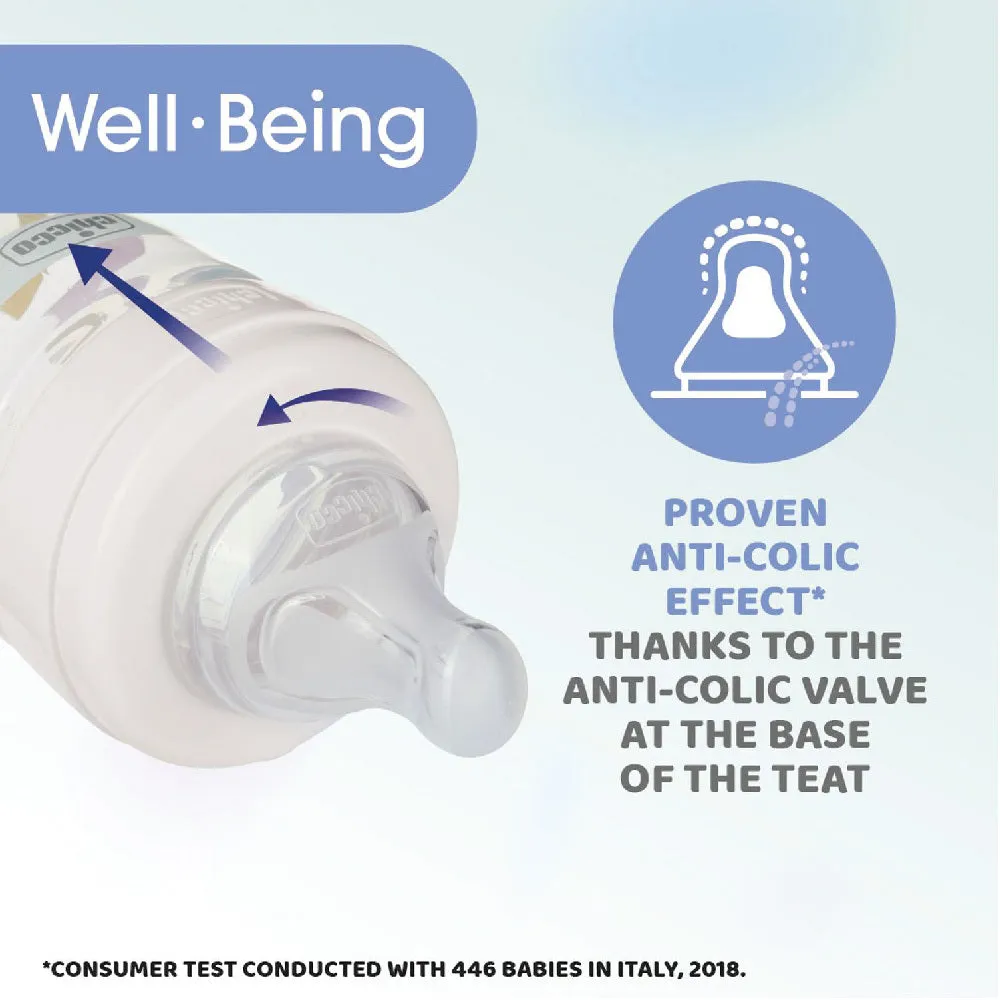 Chicco Well Being PP Glass Feeding Bottle 150ml - Green (Unisex)