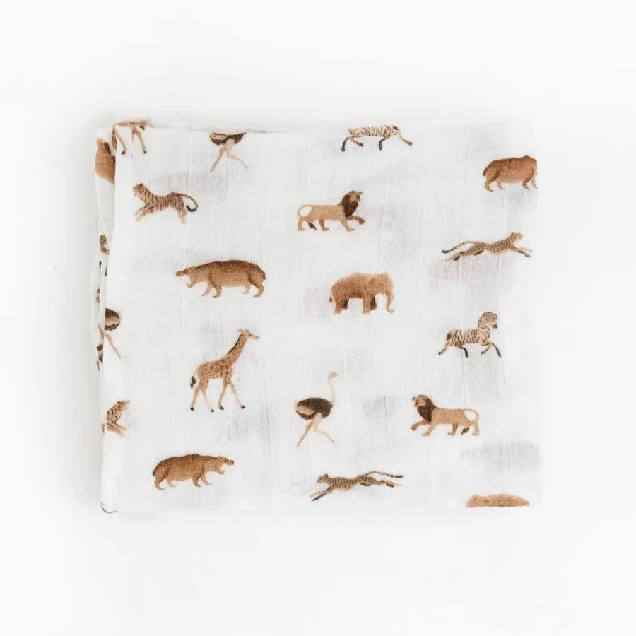 Cotton Muslin Swaddle (Animal Crackers)