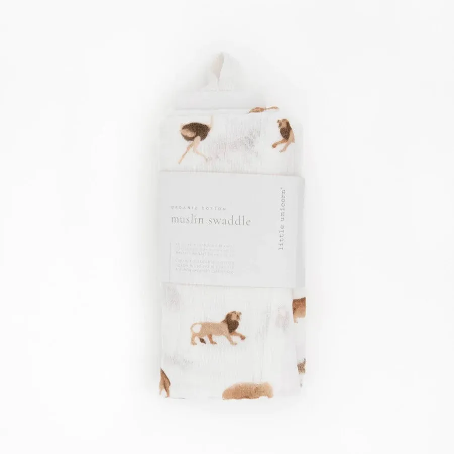 Cotton Muslin Swaddle (Animal Crackers)