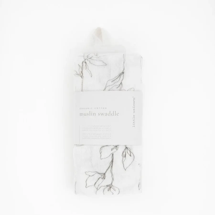 Cotton Muslin Swaddle (Pencil Floral)