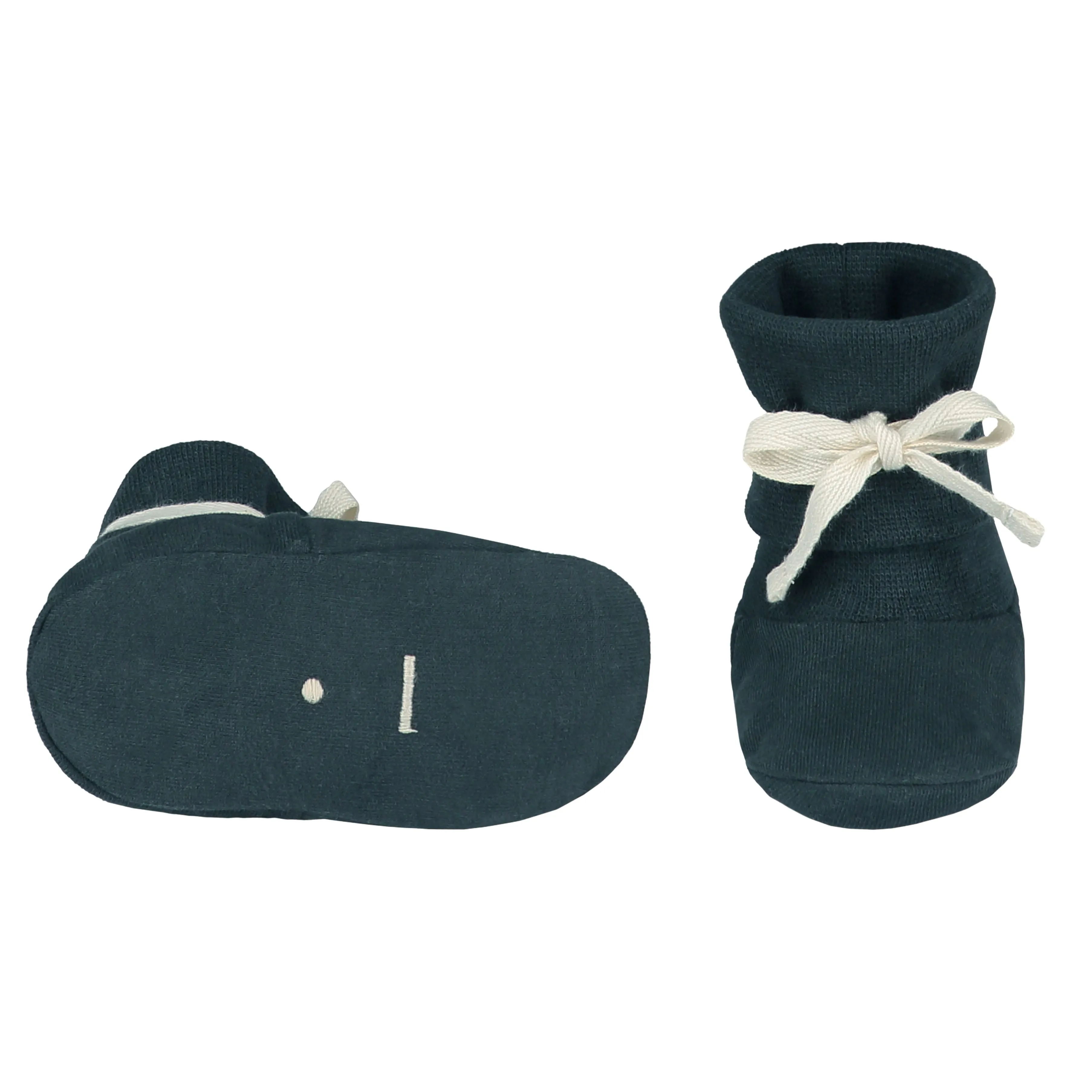 Gray Label Baby Ribbed Booties, Blue Grey